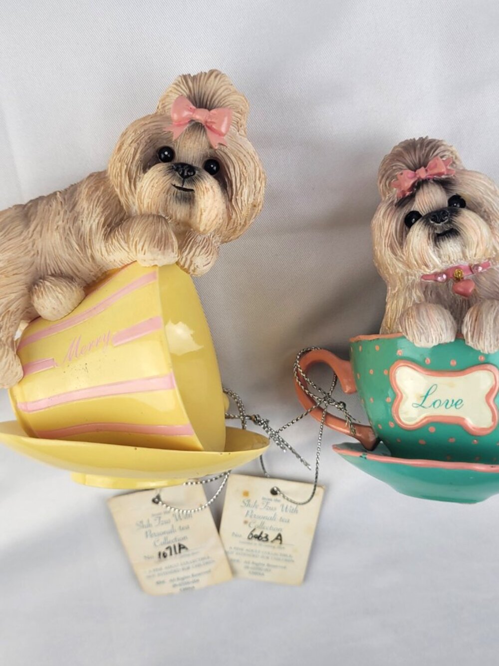 Shih Tzus Teacup Puppies Dog Figurine Hamilton Personali Tea Collection 2009